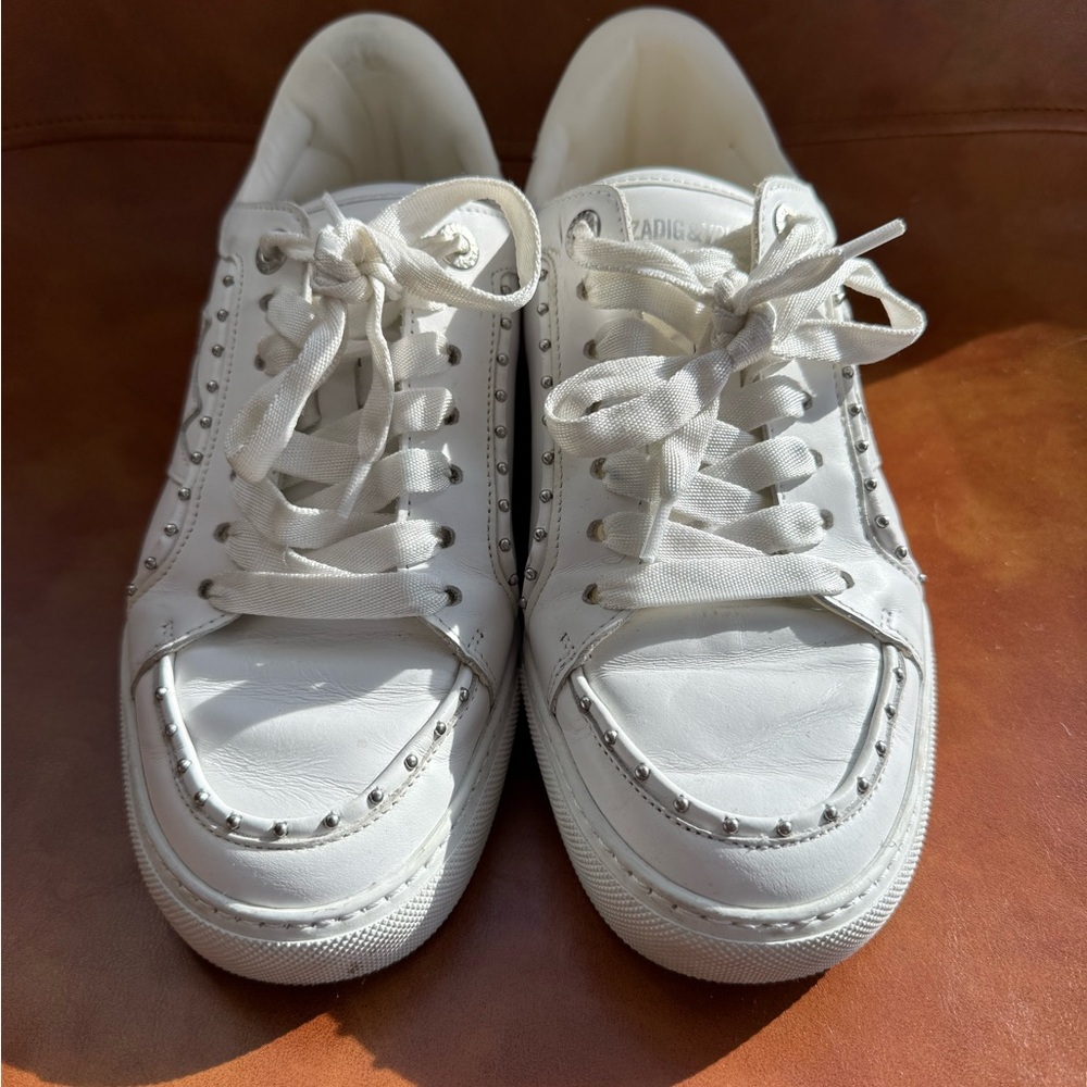 Zadig & Voltaire White Studded Sneakers